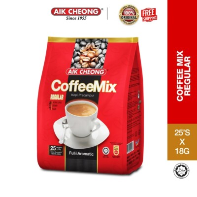 3 in 1 Aik Cheong Coffee Mix Regular 25 sachets x 18g - Free Shipping X 4 Packs