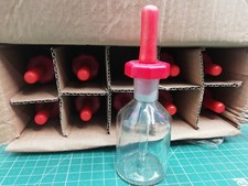 10x Dropping Pipette Bottle Clear Soda-Lime Glass 50ml Red stopper vinyl teat