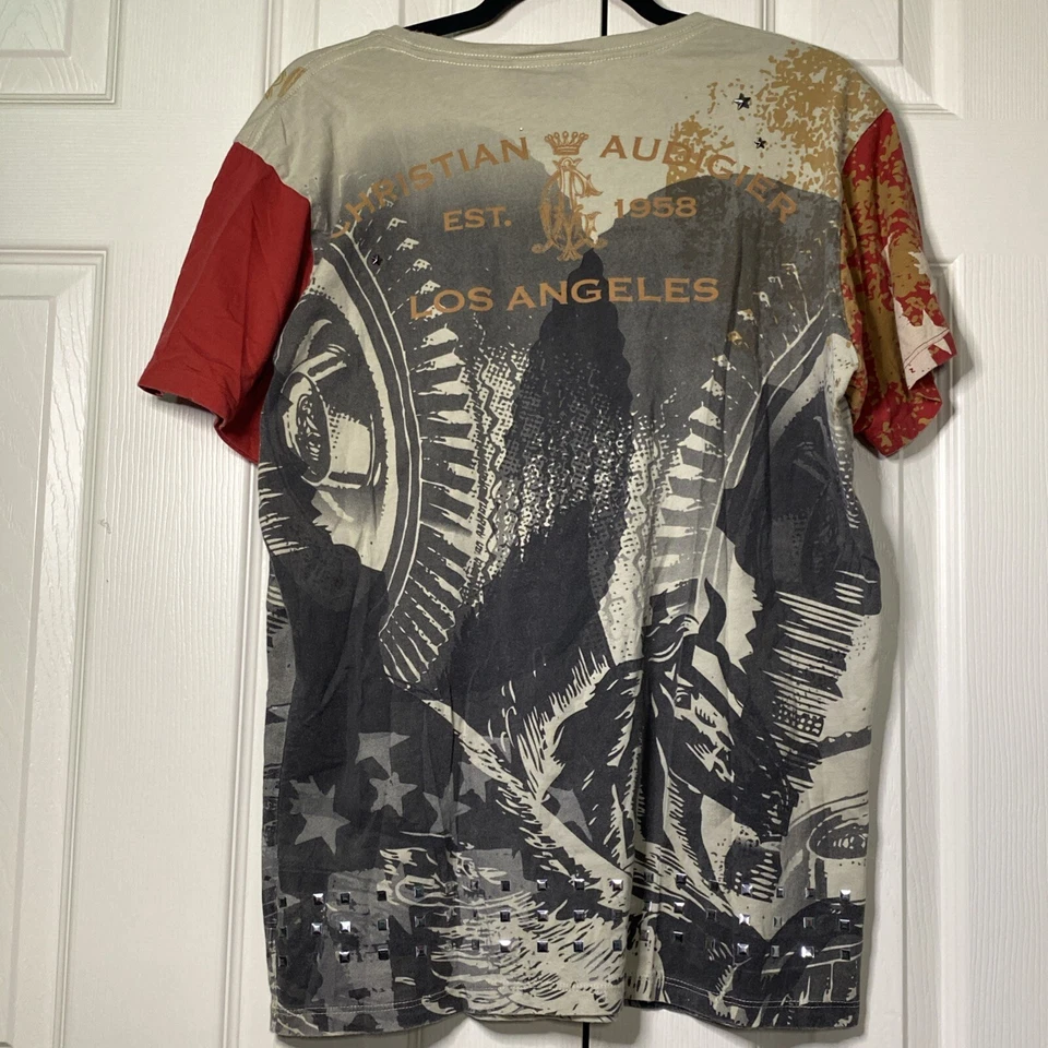 Camisa masculina Christian Audigier L charmosa cravejada estampa total cavalo unicórnio AOP - Imagem 2 de 4