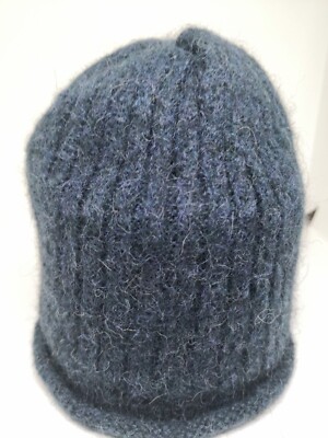 Unbranded|100% Wool Knit Basics Beanie Hat Headwear Gray - Blue