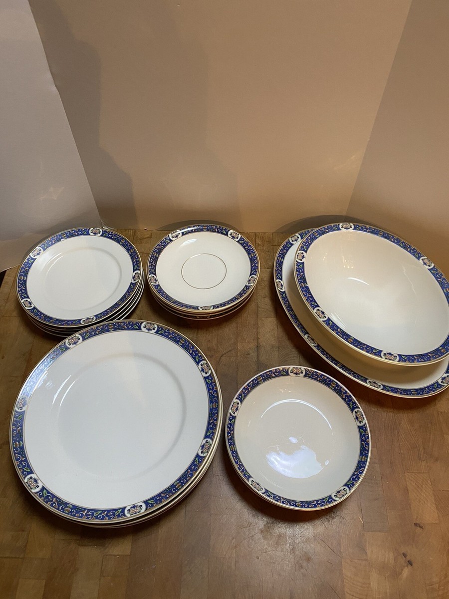 ANTIQUE Union Ceramique UC LIMOGES FRANCE CHINA LOT of 16 Pcs GOLD