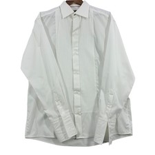 Eton White Pleated Tuxedo Shirt Mens Formal Dress Size 17/43 French Cuff FLAW