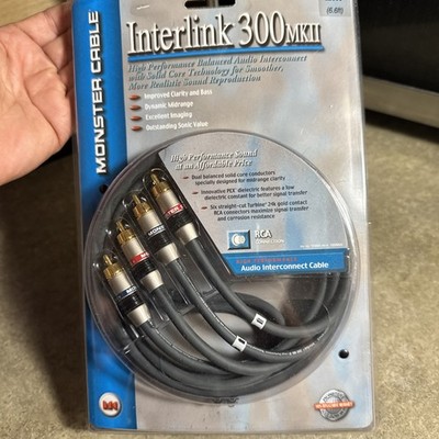 NEW Monster Interlink 300 MKII RCA Audio Interconnect Cable 2M 6.6ft 24K Gold