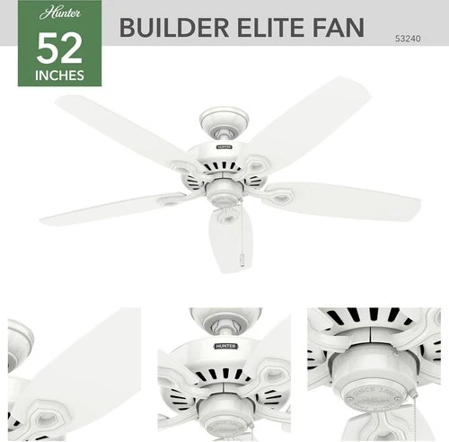 Hunter Fan Company 53240 Builder Elite Indoor Ceiling Fan 52", Snow White - Picture 2 of 6
