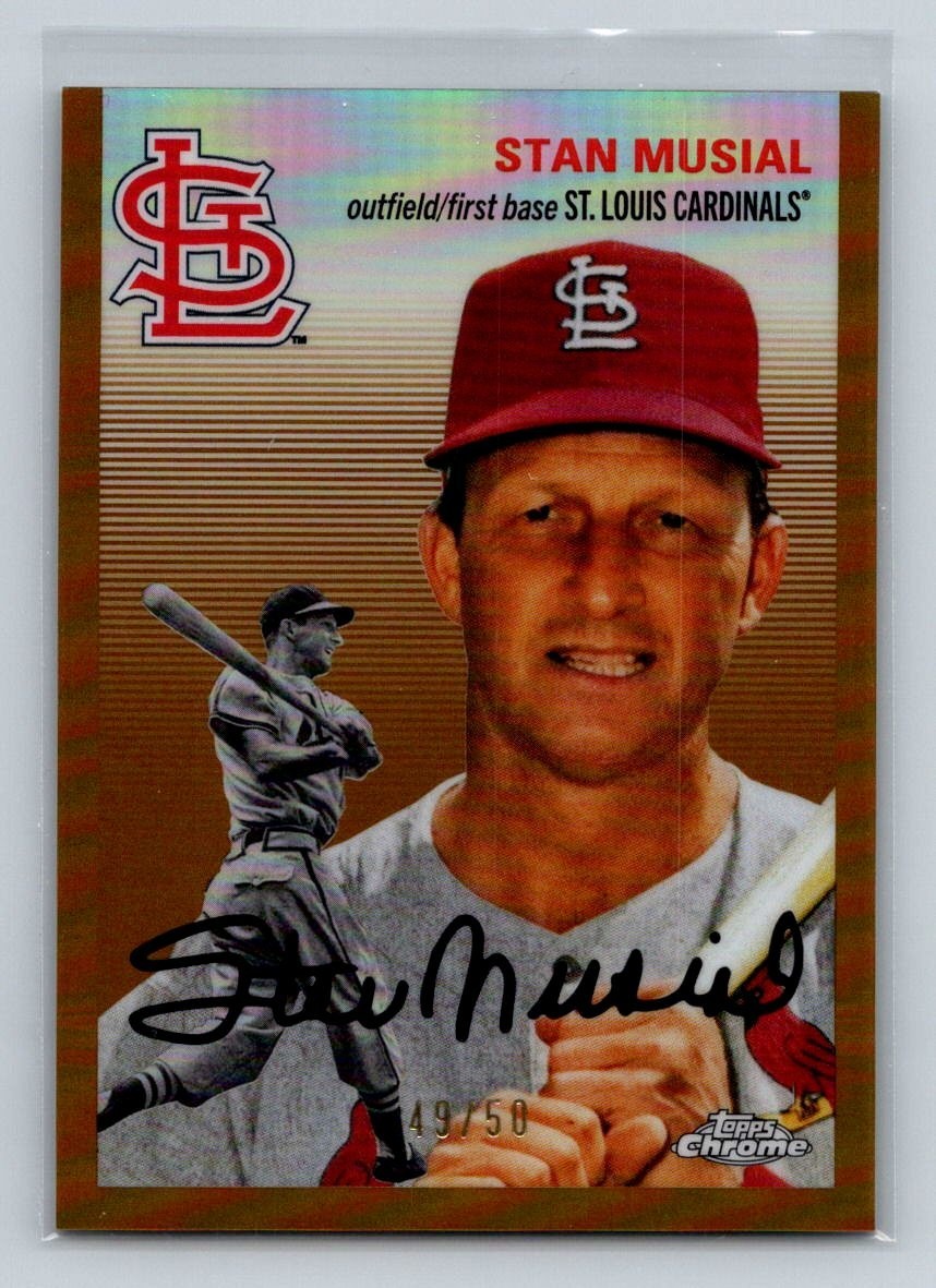 2023 Topps Chrome Platinum Anniversary Baseball Stan Musial #408 Cream Gold /50