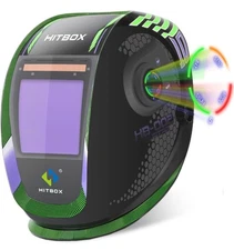 HITBOX Welding Helmet Auto Darkening, 3.94"X3.74" Super Large Viewing True Color
