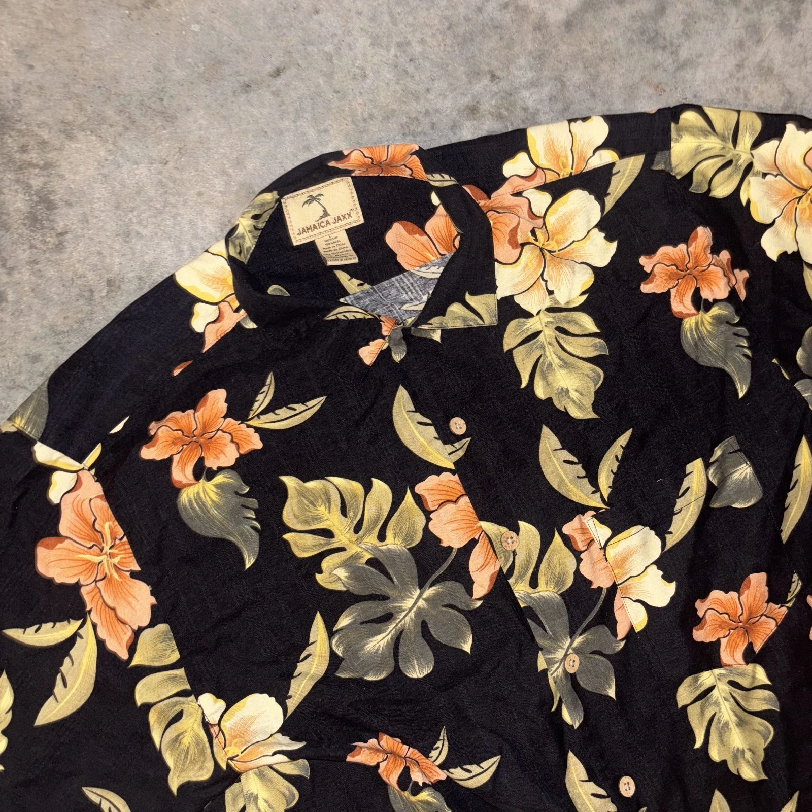 Jamaica Jaxx Hawaiian Shirt Men's L Multicolor Silk Aloha Tropical Floral Beach