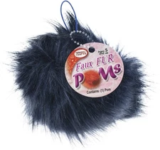 Pepperell Braiding Faux Fur Pom With Loop-Navy - FFPALL-38