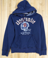 Abercrombie Boys L Hoodie Blue Football Helmet Logo Pullover Youth Sweatshirt