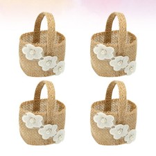4 Pcs Linen Candy Basket Flower Holder Romantic Wedding Storage Basket