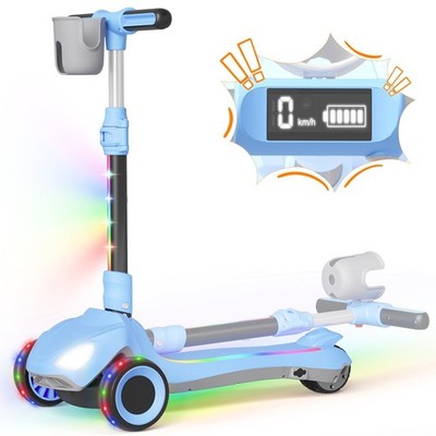 Commugo Electric Scooter Kids Light-Up Wheels Lean-to-Steer 5 mph 3-12 Years
