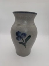 1998 Rowe Pottery Works Salt Glazed Vase Floral 6"