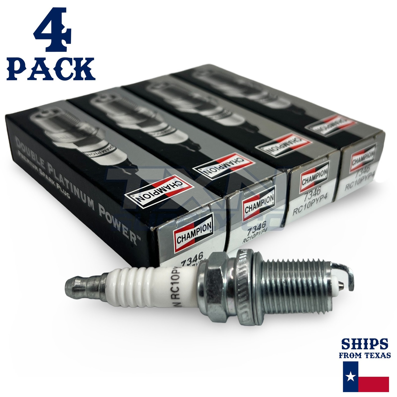 Champion 7346 Double Platinum Spark Plugs RC10PYP4 - 4 Pack
