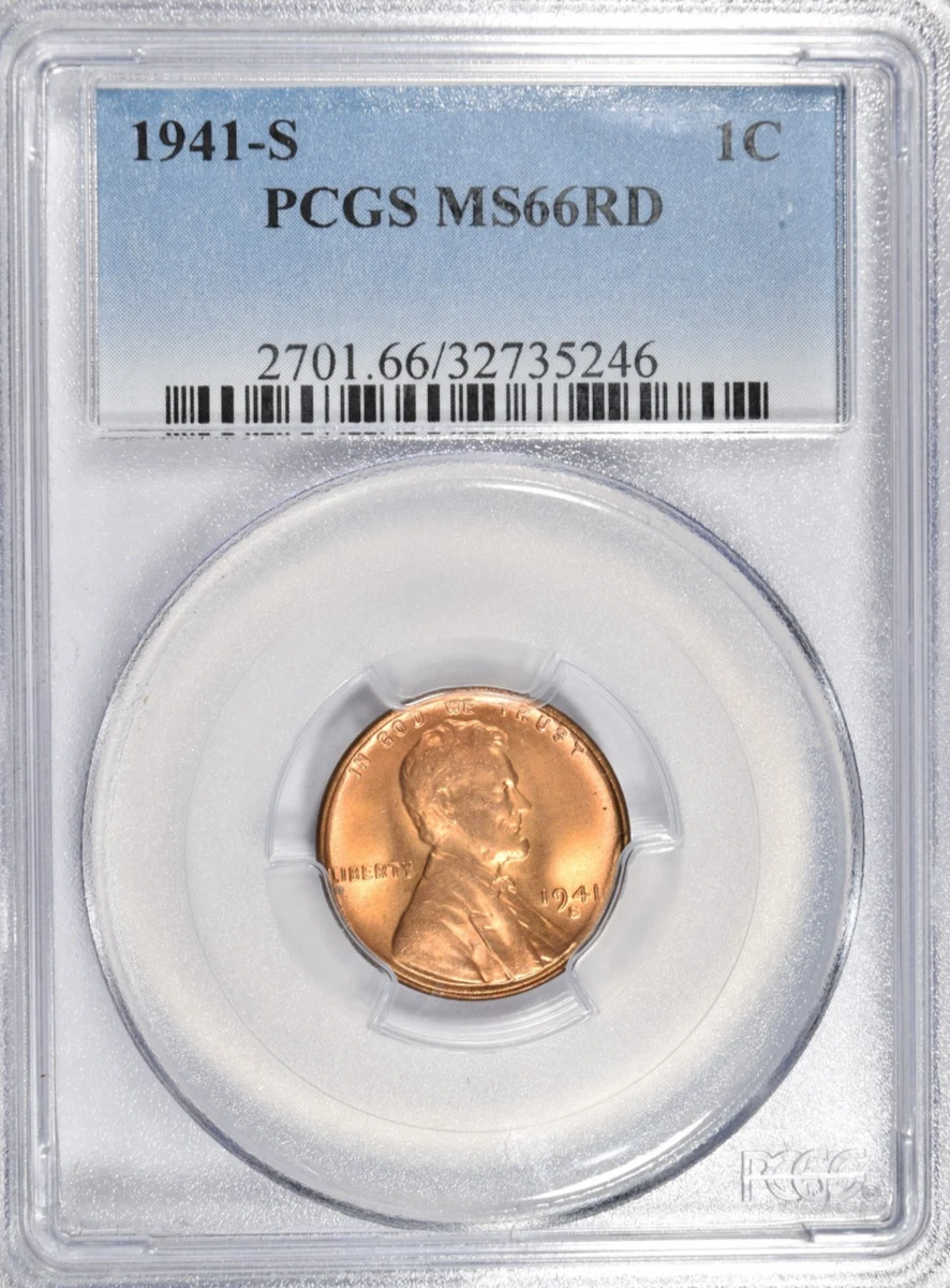 MS 66 Graded 1941 Year Lincoln Wheat US Small Cents (1909-1958