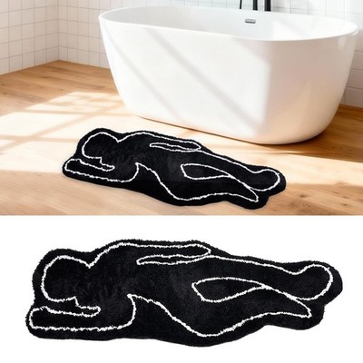 Dead Body Rug Black Male/Female Shape Bath Mat Funky Absorbent Decor Floor