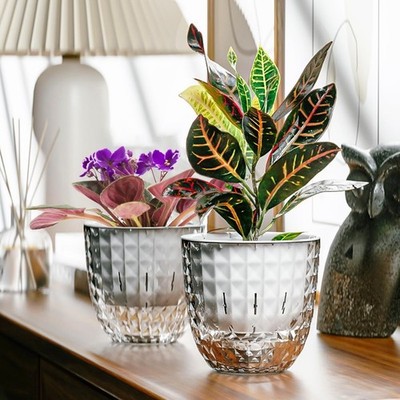 2 Pack 4 inch Self Watering Plants Pots Planters for Indoor Plants