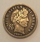 1909 Barber dime vf all 7 letters
