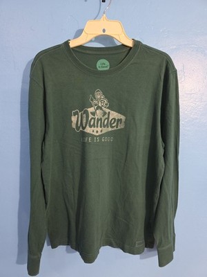 Life Is Good Size M Wander Hiking Long Sleeved Green Shirt