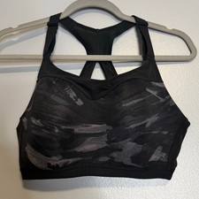 Victorias Secret On Point Incredible Wireless Sports Bra 36DD Black Gray