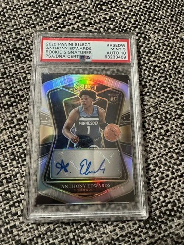 2020 Panini Select Anthony Edwards Silver Rookie Signatures /249 PSA 9/Auto 10