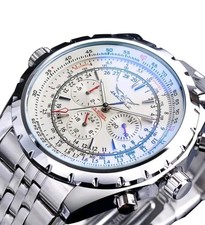 Luxus Herren Automatik Uhr Mechanisch Tourbillon Edelstahl Geschenk Männer Weiß