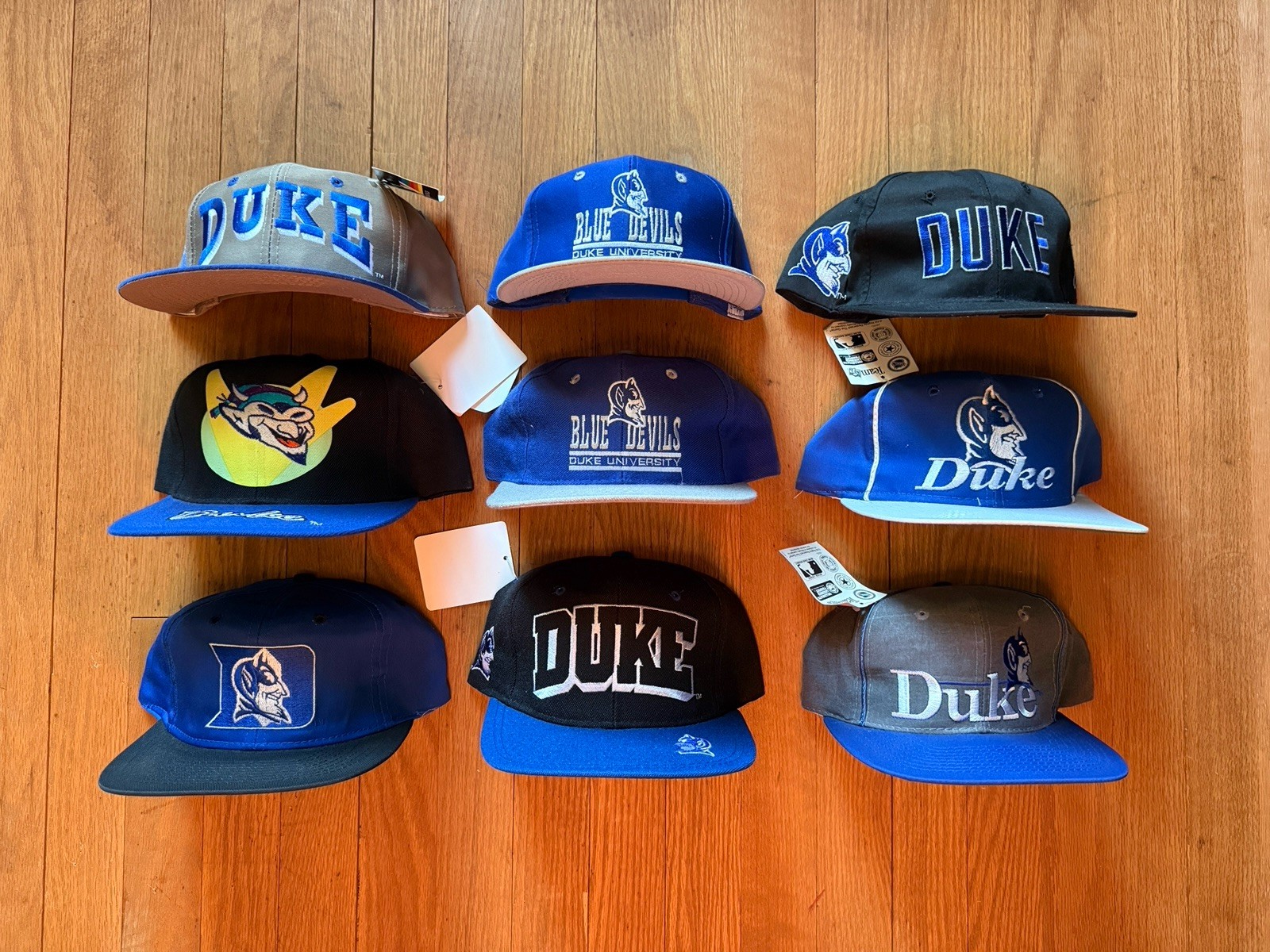 Vintage 90s Duke University Blue Devils SnapBack Lot Of 9 Hats.