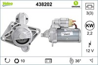 Starter Valeo 438202 Passend FÜR Nissan Opel Renault