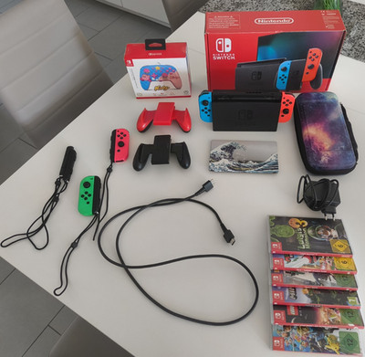 Nintendo Switch Bundle | 6 Spiele | 128GB | Kirby Controller | OVP