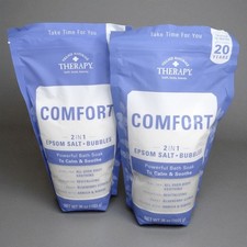 Village Naturals 2p Lot Comfort 2-in-1 Epsom Salt Bubbles Bath Soaks 36oz x2