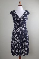 LAUREN RALPH LAUREN $109 Slinky Stretch Navy Floral Swing Dress Size 10