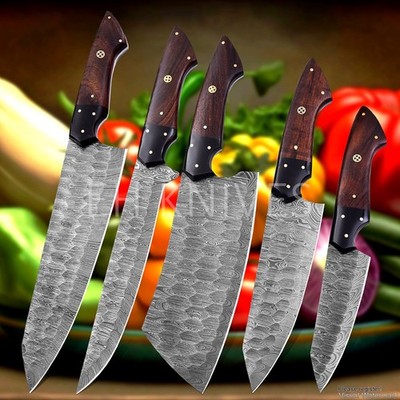 Damascus Chef Knife Set 5-Piece   Premium Kitchen Knives   Gift for Women