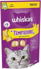 Image of WHISKAS Temptations Cat Treats - Chicken & Cheese - 60g Pack of 6 - Low Calorie