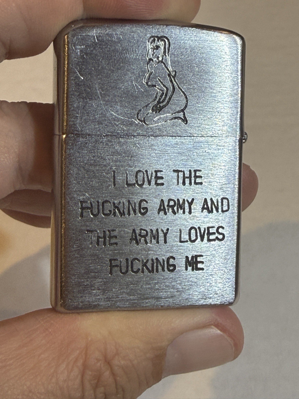 US Army Vietnam War Zippo Tay Ninh 72-73 Military Nude Woman