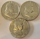 1950-P 1951-P 1952-P Franklin Half Dollar Set - 90% Silver - 3 Coin Lot