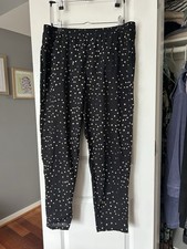 Eileen Fisher Organic Cotton Polka Dot Pants Jogger Elastic Waist Size Medium