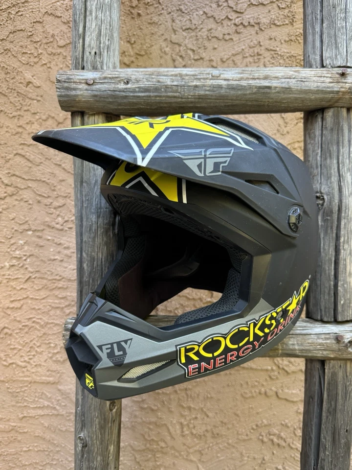 Casco de motocross negro Fly Racing Rockstar para hombre talla L con gafas Thor Foto 2 de 4