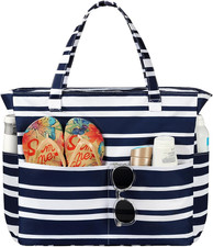Beach Bags for Women Waterproof Sandproof Women Tote Bag, Large Beach Bag with Z