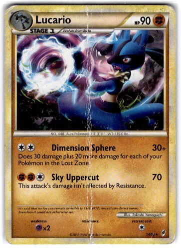 Lucario (Call of Legends) 14/095 - Rare - Deck Exclusives - Damaged