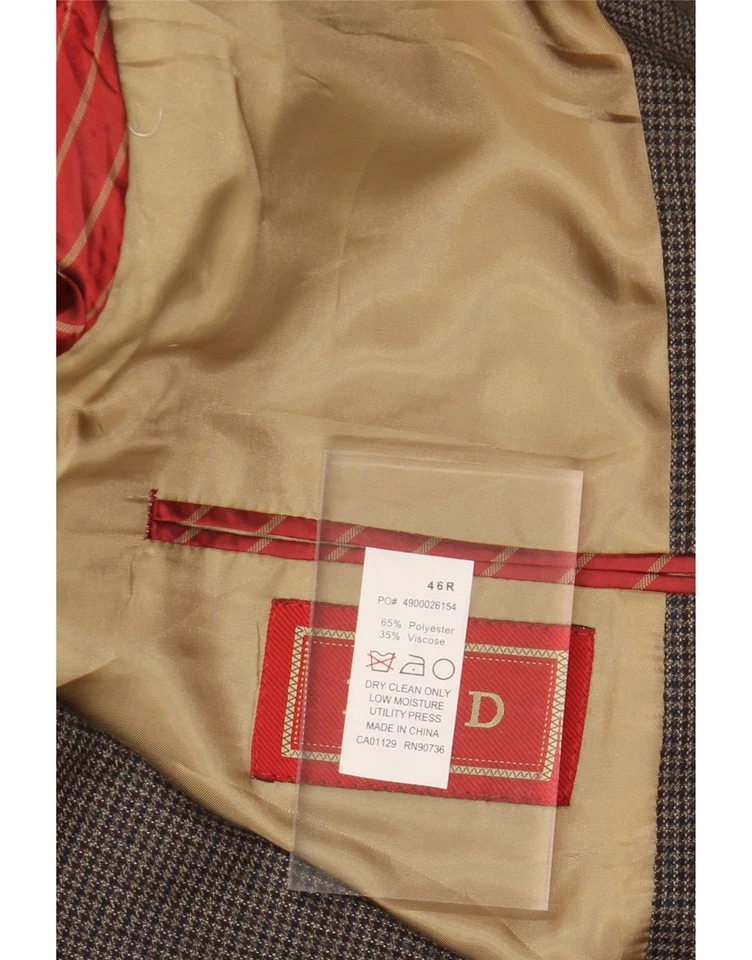 IZOD Mens 2 Button Blazer Jacket UK 46 3XL Brown Houndstooth Polyester AB04 - Image 3 of 3