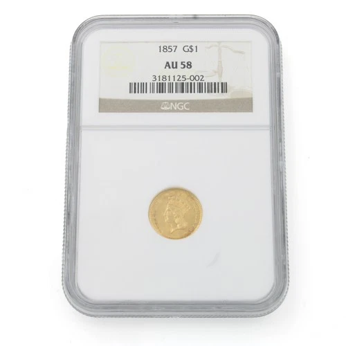 1857 Type 3 Large Indian Head $1 NGC Graded AU 58 United States Coin NR #C826-4