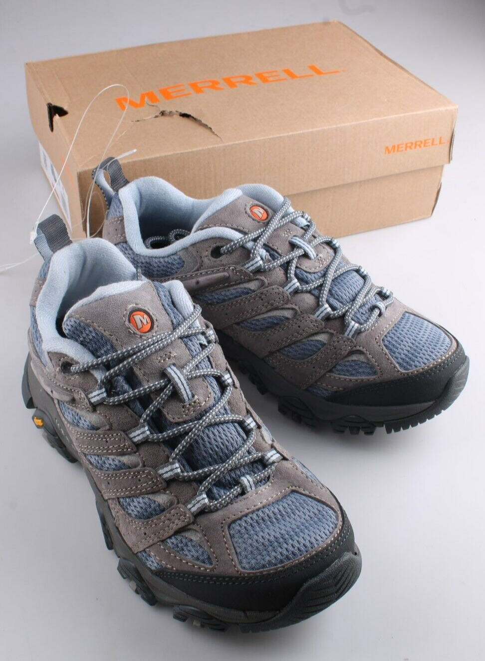Scarpa Merrell Donna Moab 3 Outdoor Escursionismo Atletica Allenatore 7 5 8 8 5 Fumo NUOVA