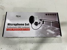 Professional USB Condenser Microphone Set For Podcasting - Black