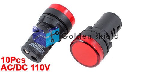 10pz 22mm AC/DC110V Risparmio Energetico Rosso Indicatore LED Segnale Pilota Luce Lampada✦Kd - Foto 2 di 2