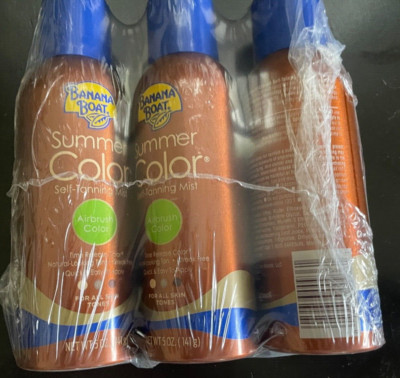3X Banana Boat Summer Color Self Tanning Mist 5 oz  Airbrush Color lot of three