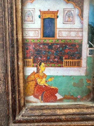 Antique Original Old Mughal Queen Beautiful Print Frame - Picture 4 of 9