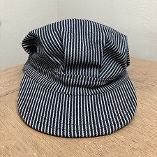 Rubie  s Denim Train Conductor Hat Children  s Blue White Stripe Stretch Fitted EC