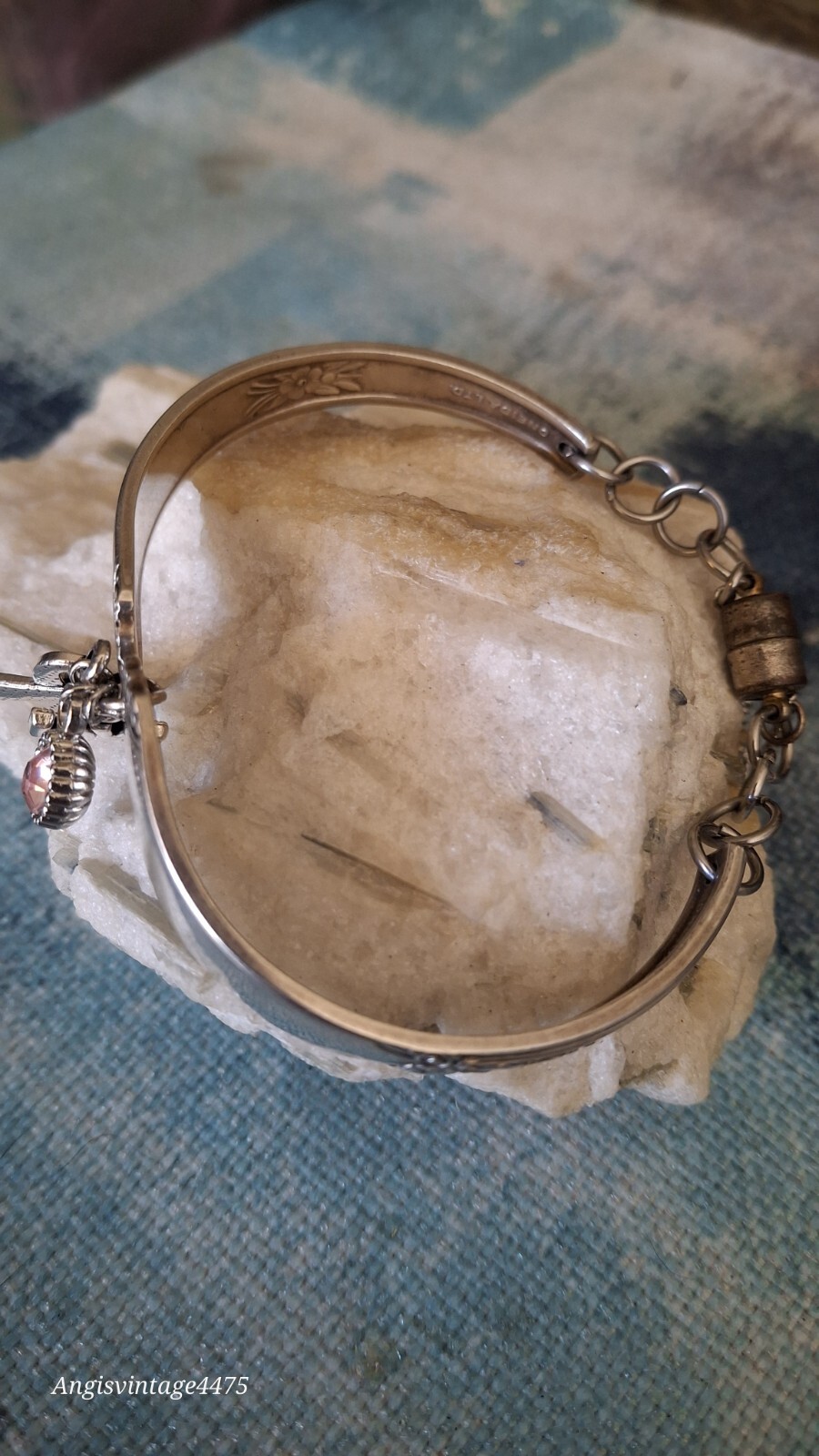 Sterling Silver Spoon End Bracelet Bangle Attache… - image 4