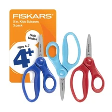 5" Pointed-Tip Scissors for Kids 4-7 3-Pack - Scissors for School or Crafting...