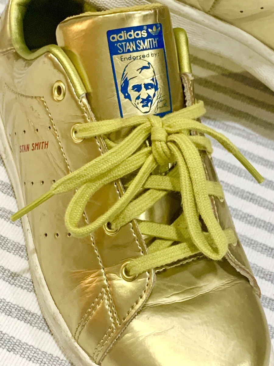Men Women Ortholite Adidas Stan Smith Gold Metallic Sneakers Shoe
