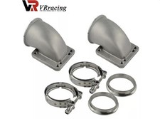Pair 3.0 Vband 90 Degree Cast Turbo Elbow Adapter Flange Clamp For T3 T4 Turbo